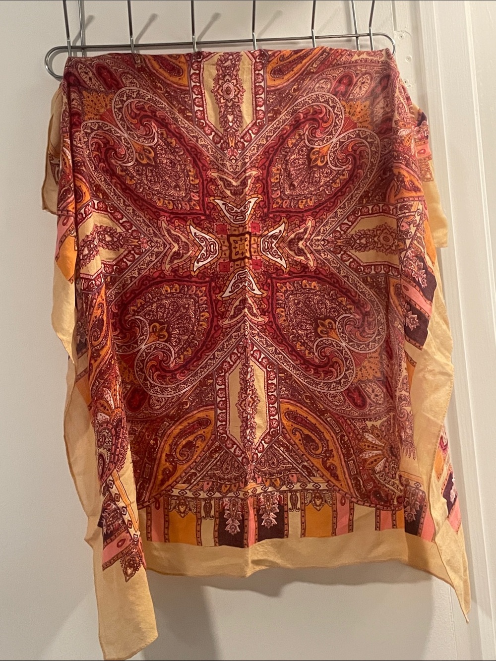 Women’s Red Paisley Silk Scarf Top/ wrap